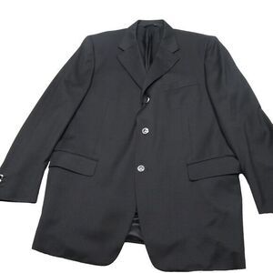 Canali Bernini‎ Wool Blazer Mens 54R Black Sport Coat 3 Button 2 Vents Italy